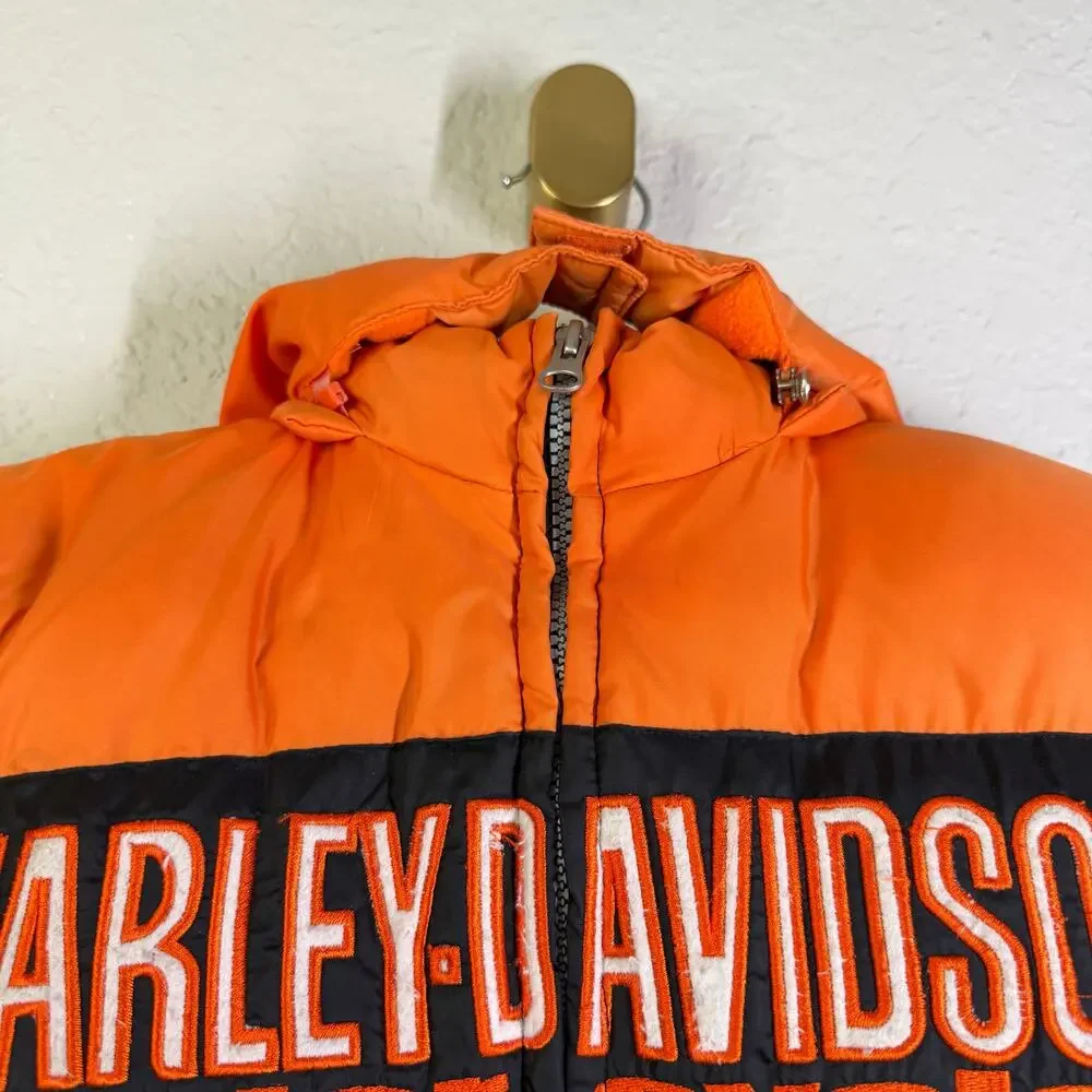 HARLEY-DAVIDSON Coat Kids‎ 6 Vintage Down Filled Puffer Embroidered Logo Shield